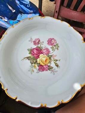Schumann Arzberg Germany Antique Rose Bavarian 12 Inch Chop Plate Round Platter